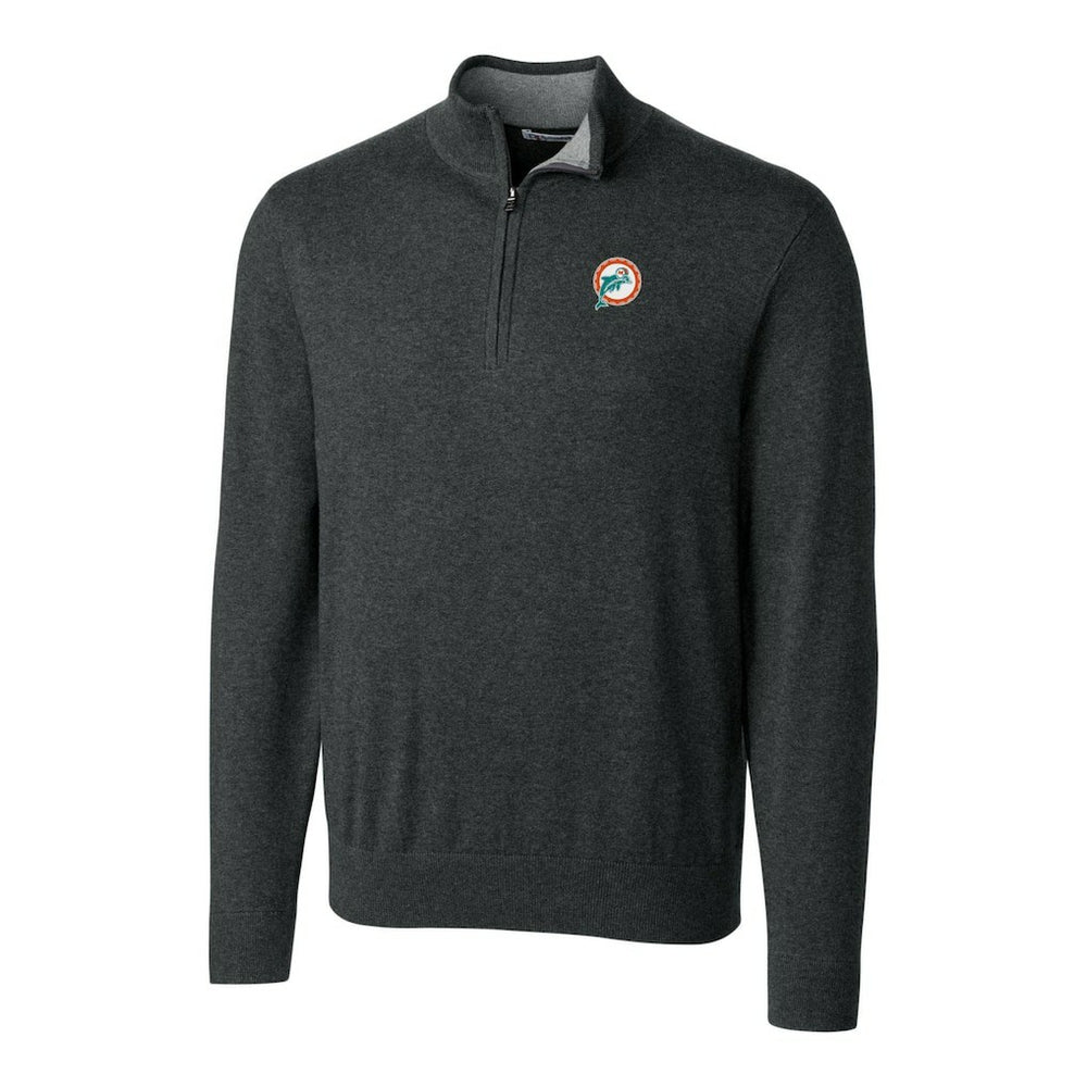 Miami Dolphins Cutter & Buck Throwback Logo Lakemont Tri-Blend Big & Tall Quarter-Zip Pullover Sweater - Heather Charcoal online