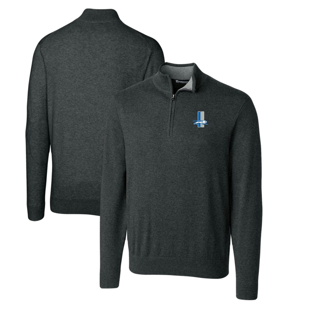 Detroit Lions Cutter & Buck Throwback Logo Lakemont Tri-Blend Big & Tall Quarter-Zip Pullover Sweater - Heather Charcoal sale