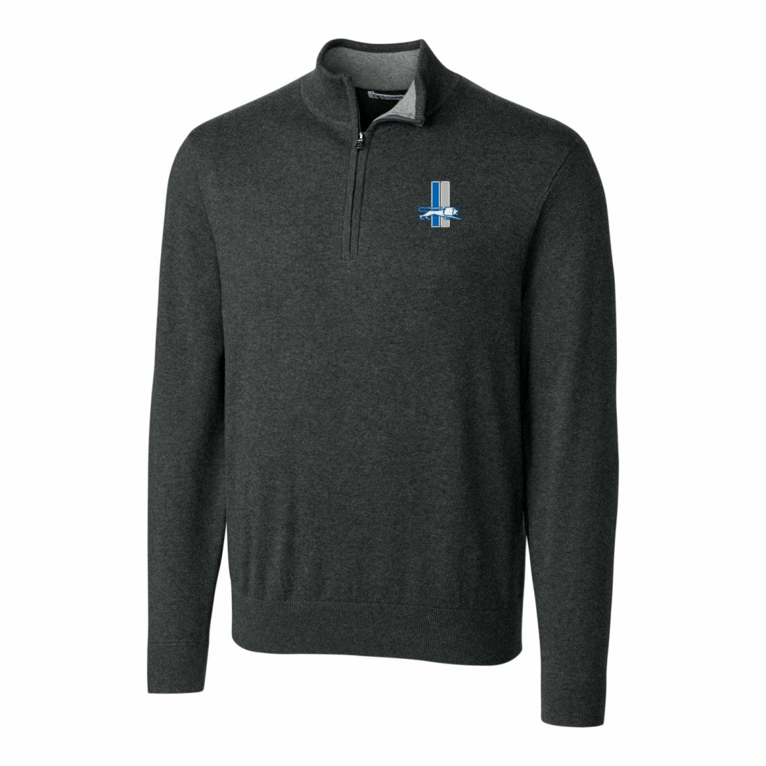 Detroit Lions Cutter & Buck Throwback Logo Lakemont Tri-Blend Big & Tall Quarter-Zip Pullover Sweater - Heather Charcoal sale