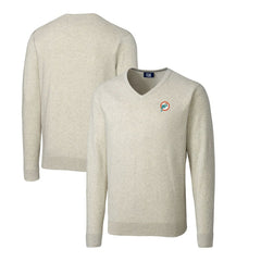 Miami Dolphins Cutter & Buck Throwback Logo Lakemont Tri-Blend Big & Tall V-Neck Pullover Sweater - Oatmeal discount