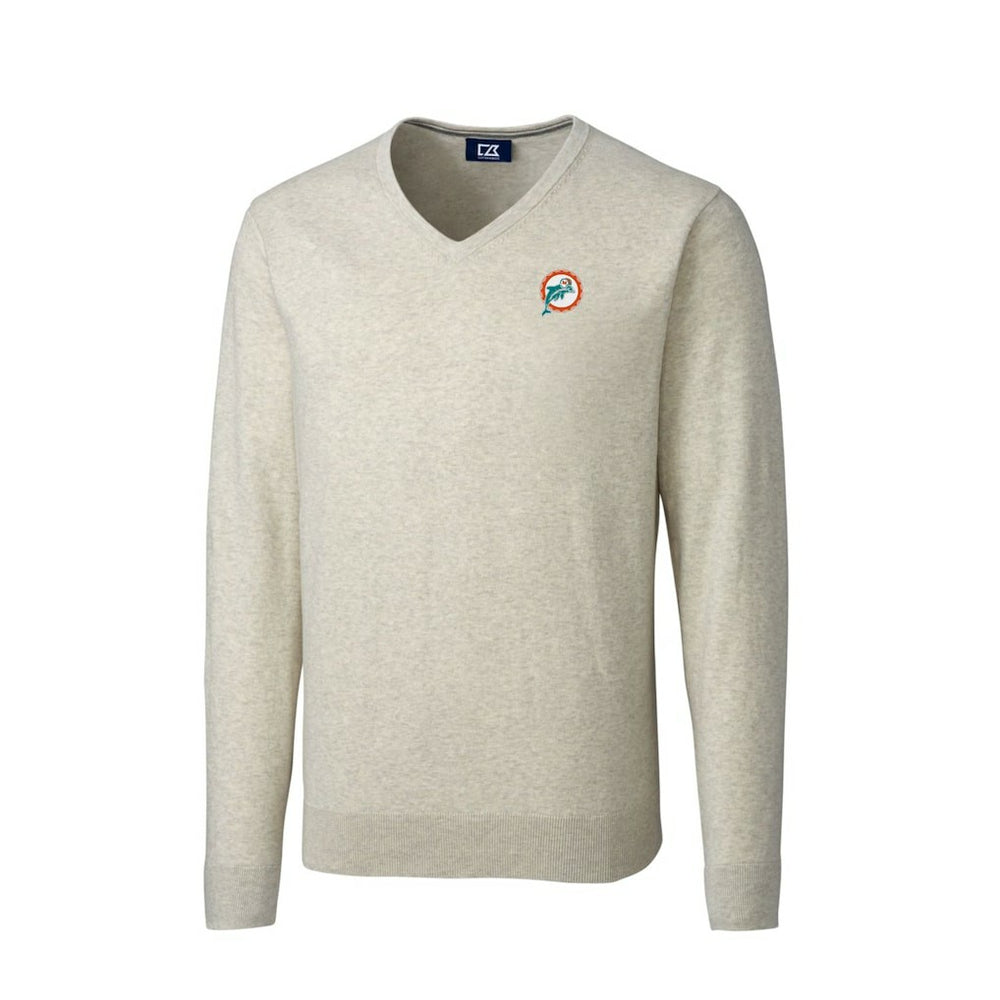 Miami Dolphins Cutter & Buck Throwback Logo Lakemont Tri-Blend Big & Tall V-Neck Pullover Sweater - Oatmeal discount