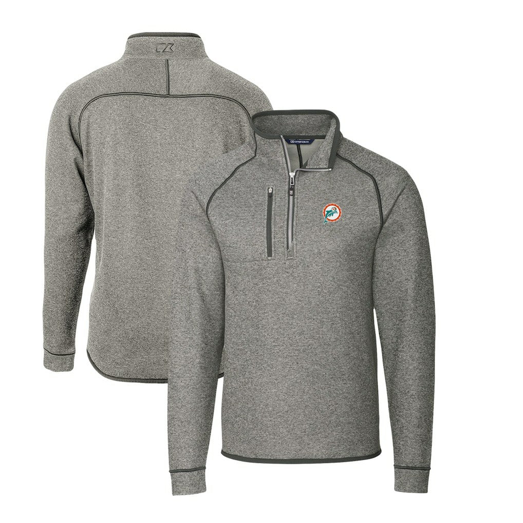 Miami Dolphins Cutter & Buck Mainsail Sweater-Knit Big & Tall Half-Zip Pullover Jacket - Heather Gray online