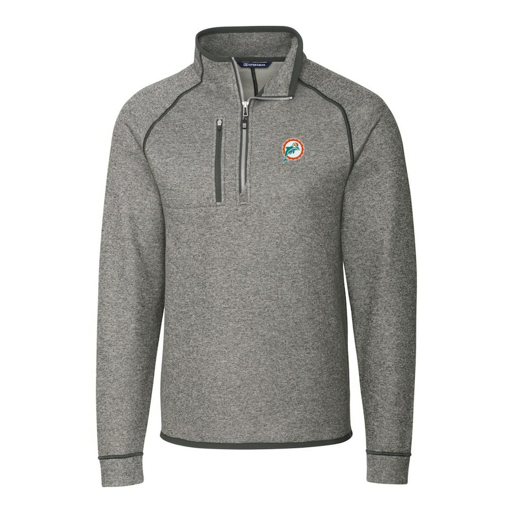 Miami Dolphins Cutter & Buck Mainsail Sweater-Knit Big & Tall Half-Zip Pullover Jacket - Heather Gray online
