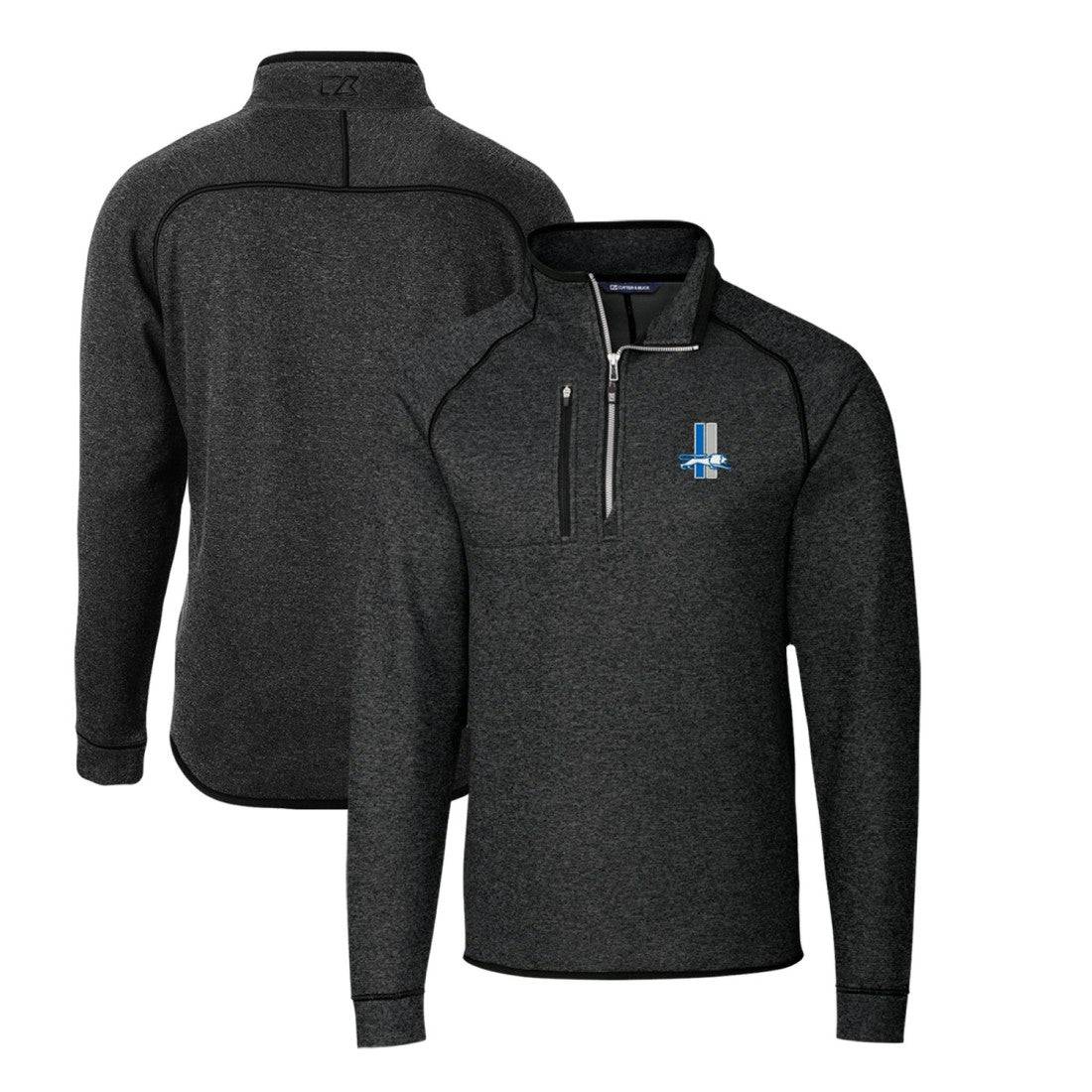 Detroit Lions Cutter & Buck Mainsail Sweater-Knit Big & Tall Half-Zip Pullover Jacket - Heather Charcoal outlet