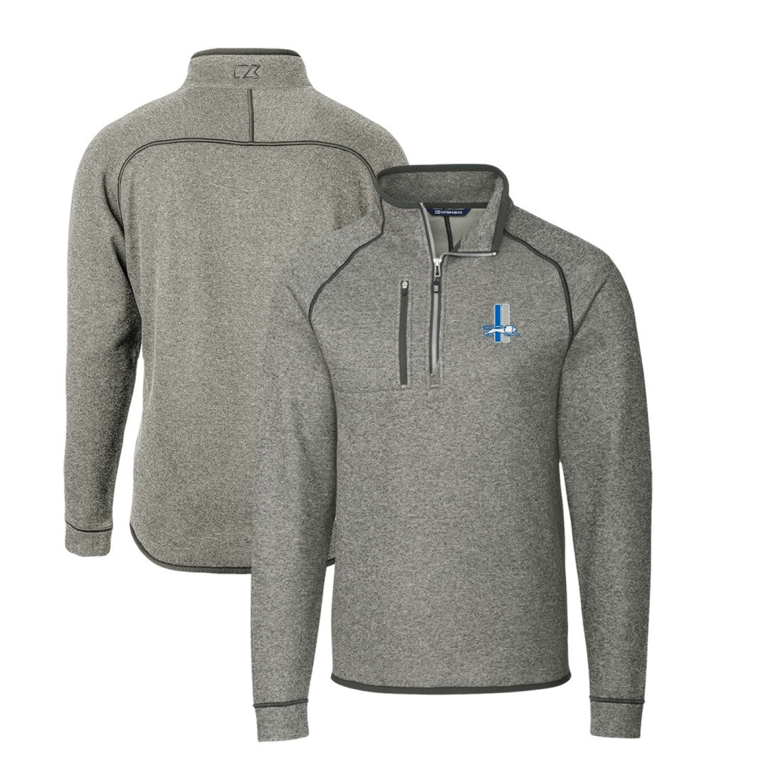 Detroit Lions Cutter & Buck Mainsail Sweater-Knit Big & Tall Half-Zip Pullover Jacket - Heather Gray on sale