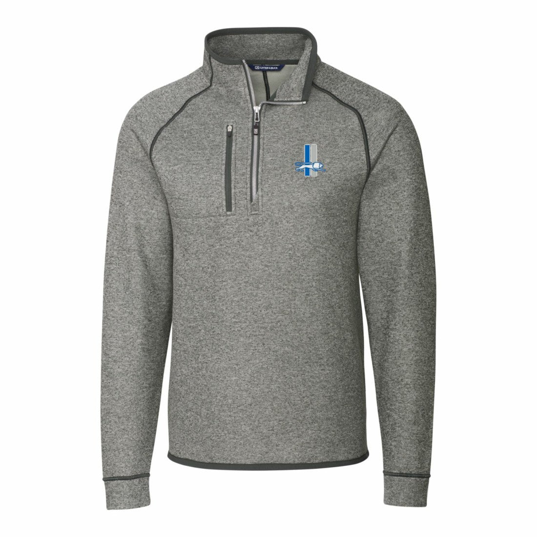 Detroit Lions Cutter & Buck Mainsail Sweater-Knit Big & Tall Half-Zip Pullover Jacket - Heather Gray on sale
