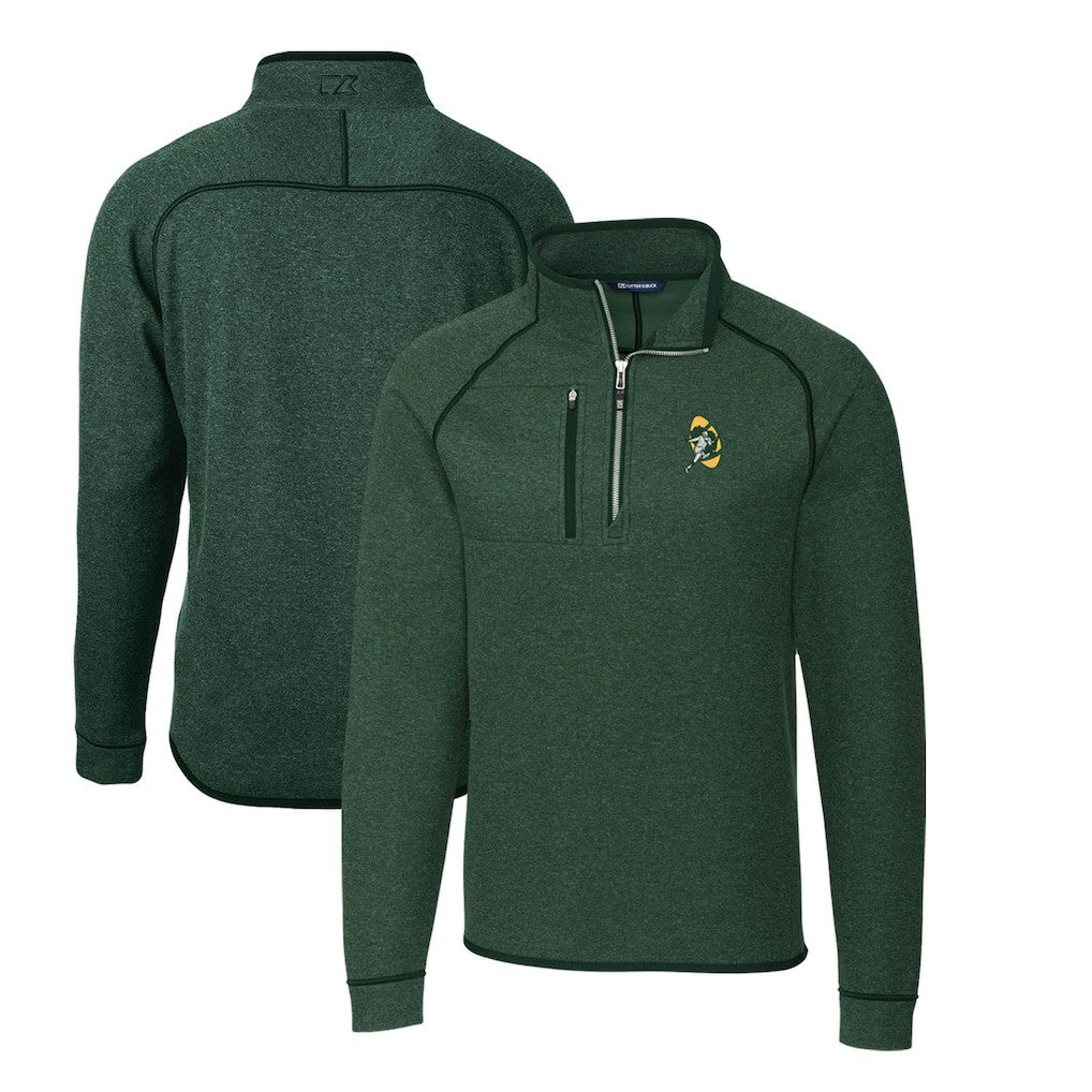 Green Bay Packers Cutter & Buck Mainsail Sweater-Knit Big & Tall Half-Zip Pullover Jacket - Heather Green on sale