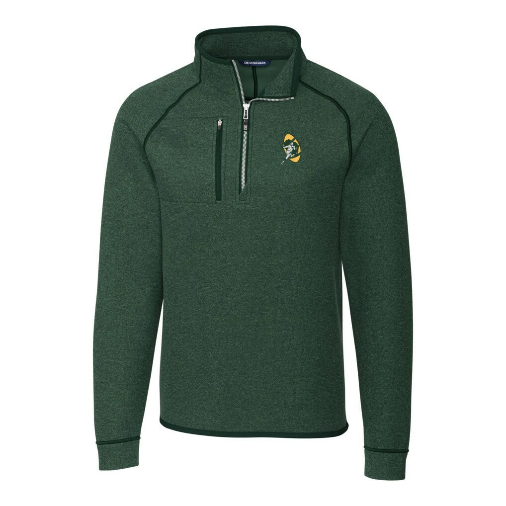 Green Bay Packers Cutter & Buck Mainsail Sweater-Knit Big & Tall Half-Zip Pullover Jacket - Heather Green on sale