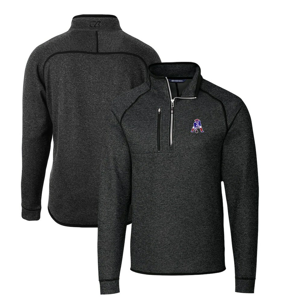 New England Patriots Cutter & Buck Mainsail Sweater-Knit Big & Tall Half-Zip Pullover Jacket - Heather Charcoal sale