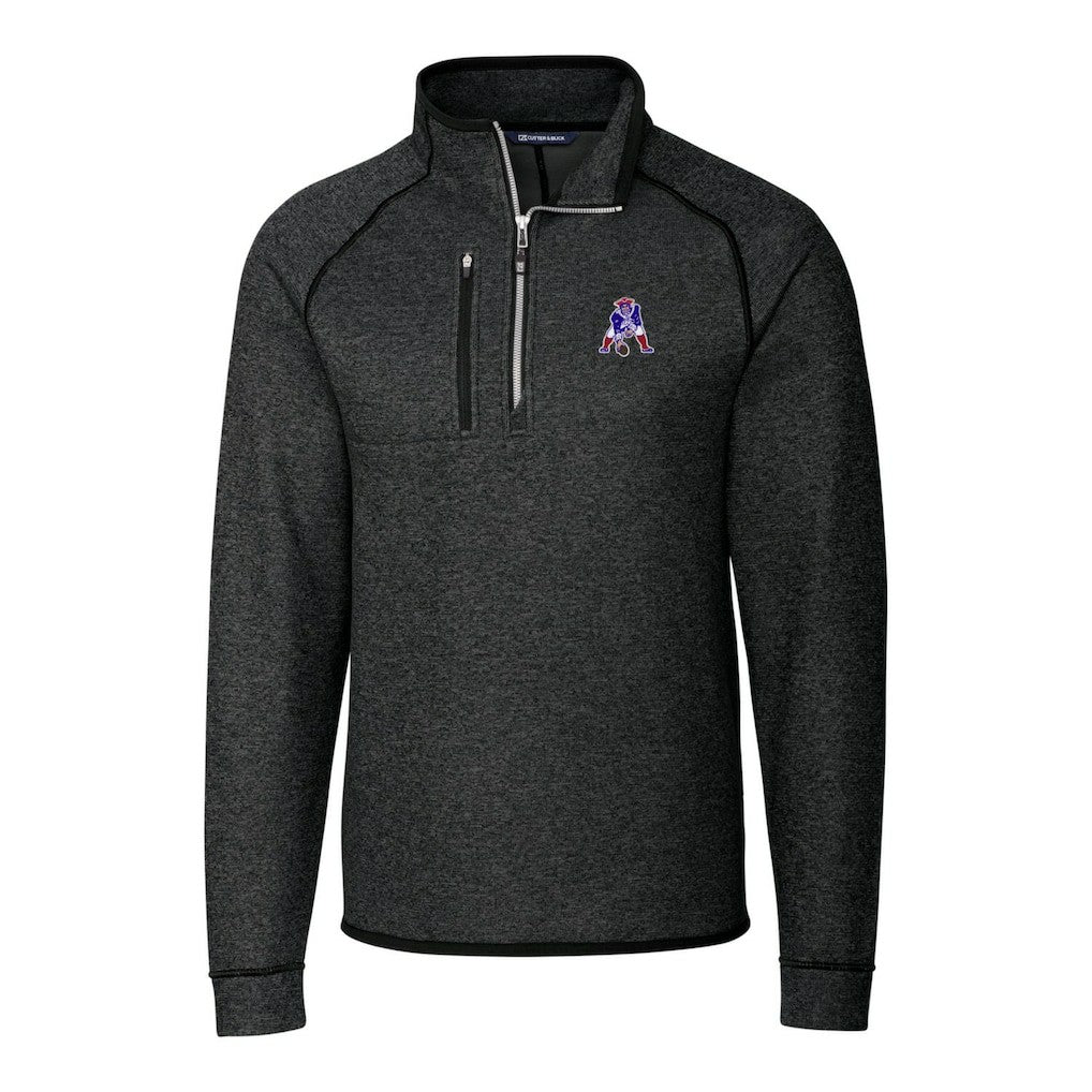 New England Patriots Cutter & Buck Mainsail Sweater-Knit Big & Tall Half-Zip Pullover Jacket - Heather Charcoal sale
