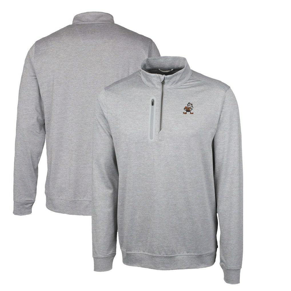 Cleveland Browns Cutter & Buck Stealth Heathered Big & Tall Throwback Logo Quarter-Zip Pullover Top - Gray cheap