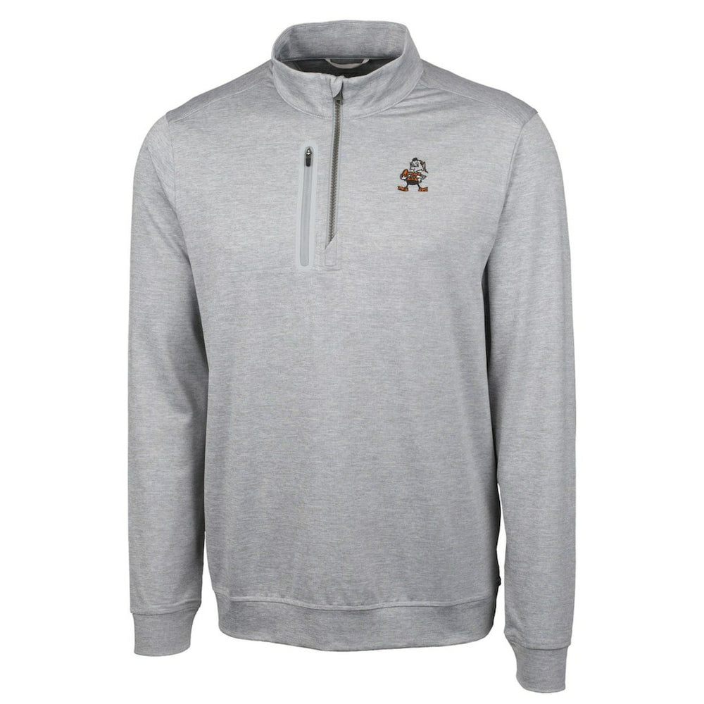 Cleveland Browns Cutter & Buck Stealth Heathered Big & Tall Throwback Logo Quarter-Zip Pullover Top - Gray cheap