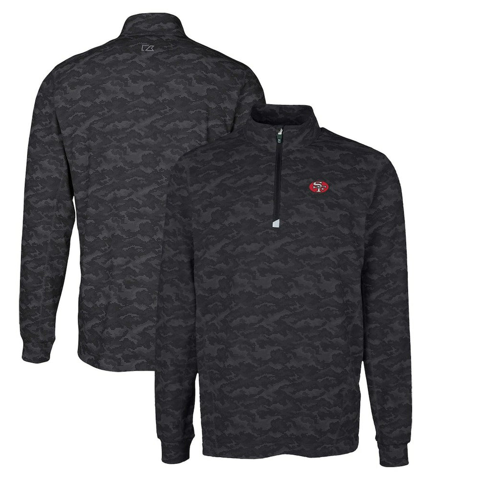San Francisco 49ers Cutter & Buck Throwback Logo Big & Tall Traverse Camo Print Stretch Quarter-Zip Pullover Top - Black discount