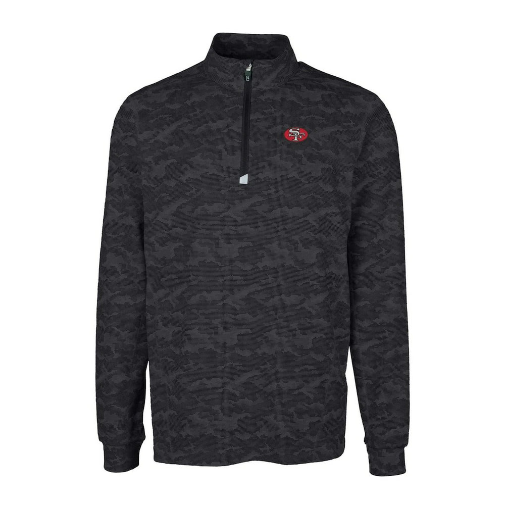 San Francisco 49ers Cutter & Buck Throwback Logo Big & Tall Traverse Camo Print Stretch Quarter-Zip Pullover Top - Black discount