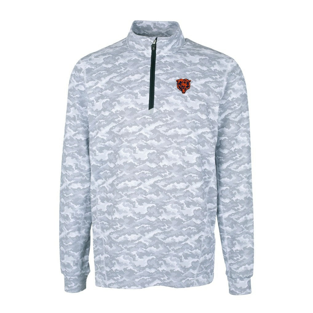 Chicago Bears Cutter & Buck Throwback Logo Big & Tall Traverse Camo Print Stretch Quarter-Zip Pullover Top - Charcoal cheap