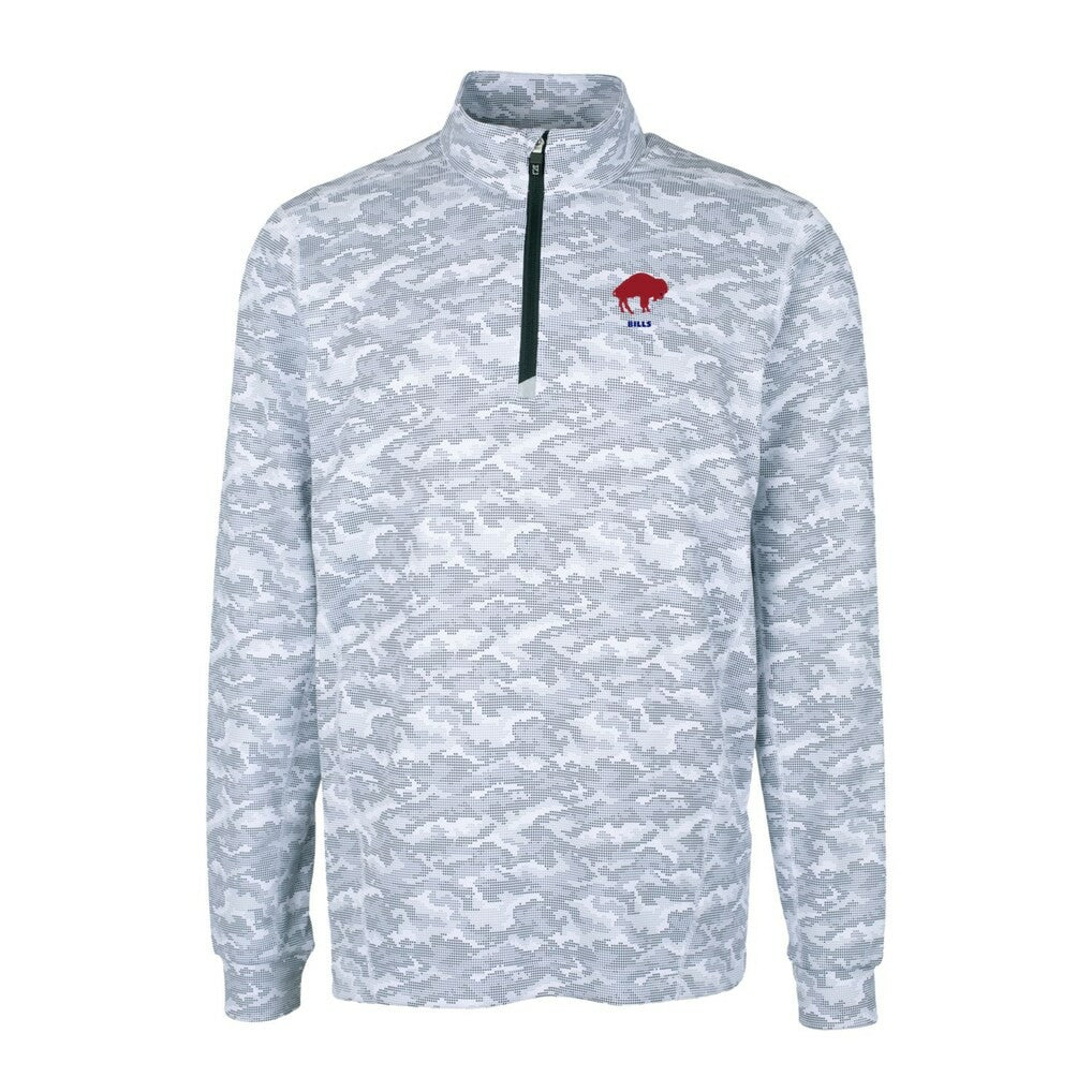 Buffalo Bills Cutter & Buck Throwback Logo Big & Tall Traverse Camo Print Stretch Quarter-Zip Pullover Top - Charcoal for sale