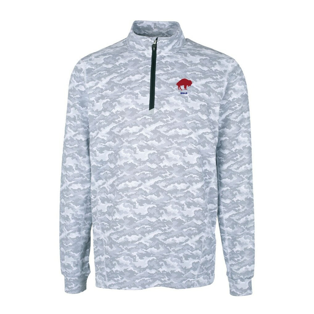 Buffalo Bills Cutter & Buck Throwback Logo Big & Tall Traverse Camo Print Stretch Quarter-Zip Pullover Top - Charcoal for sale