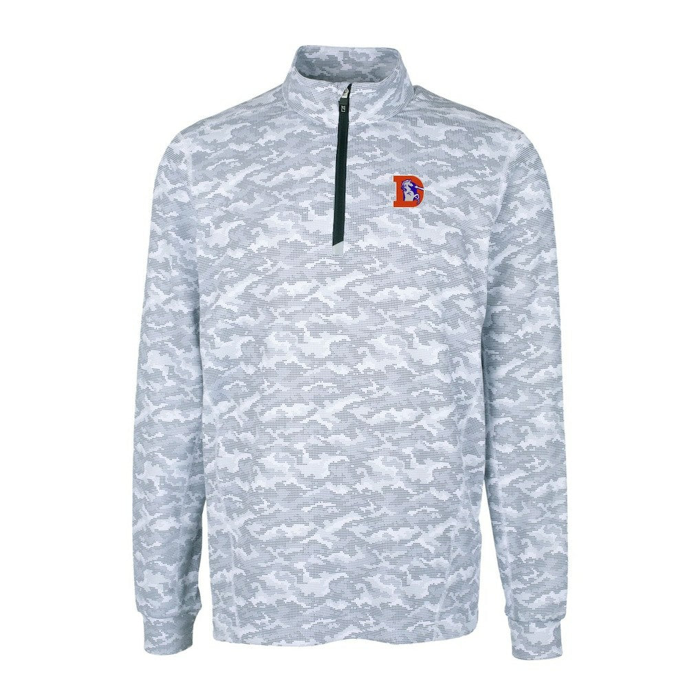Denver Broncos Cutter & Buck Throwback Logo Big & Tall Traverse Camo Print Stretch Quarter-Zip Pullover Top - Charcoal on sale