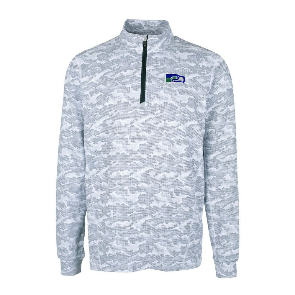 Seattle Seahawks Cutter & Buck Throwback Logo Big & Tall Traverse Camo Print Stretch Quarter-Zip Pullover Top - Charcoal discount
