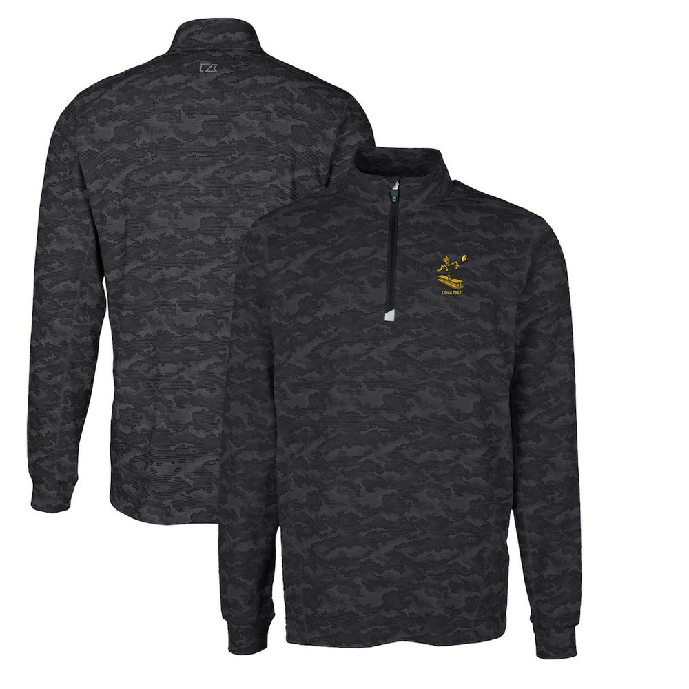 Pittsburgh Steelers Cutter & Buck Throwback Logo Big & Tall Traverse Camo Print Stretch Quarter-Zip Pullover Top - Black outlet