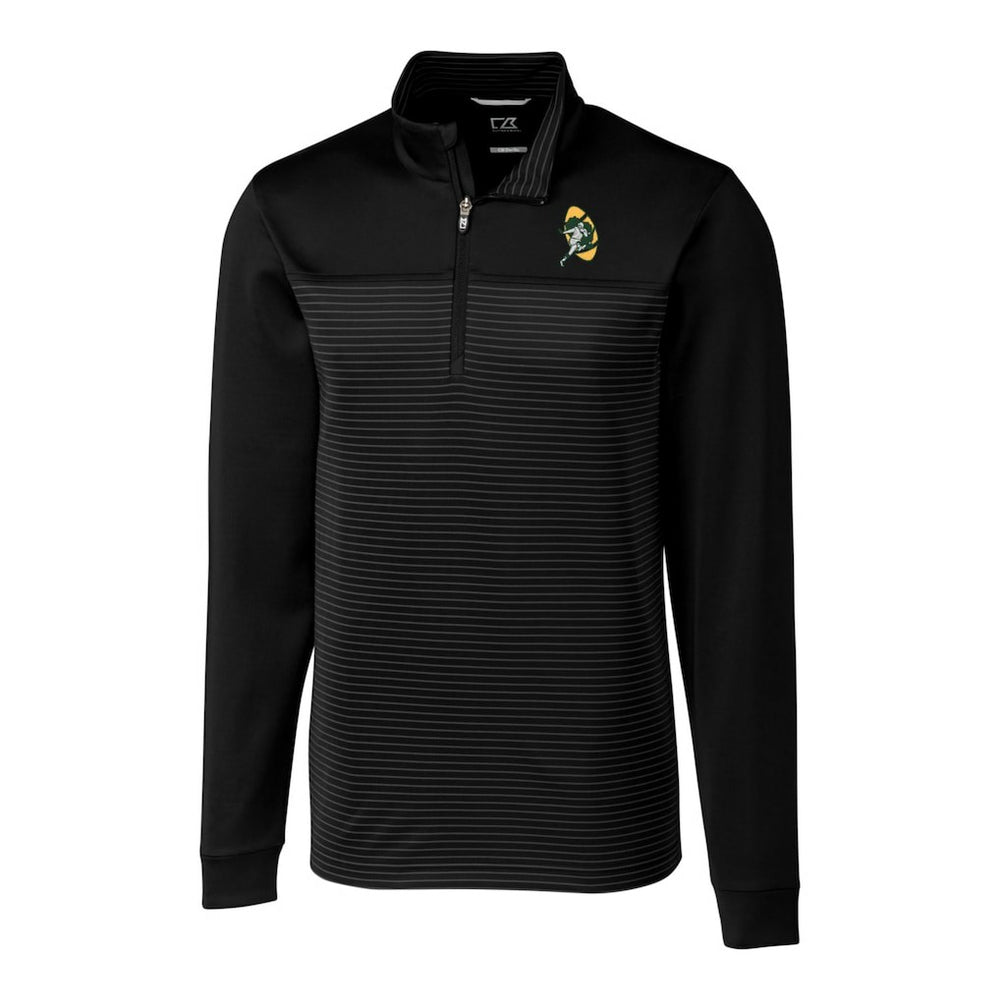 Green Bay Packers Cutter & Buck Throwback Logo Traverse Stripe Stretch Quarter-Zip Big & Tall Pullover Top - Black for sale