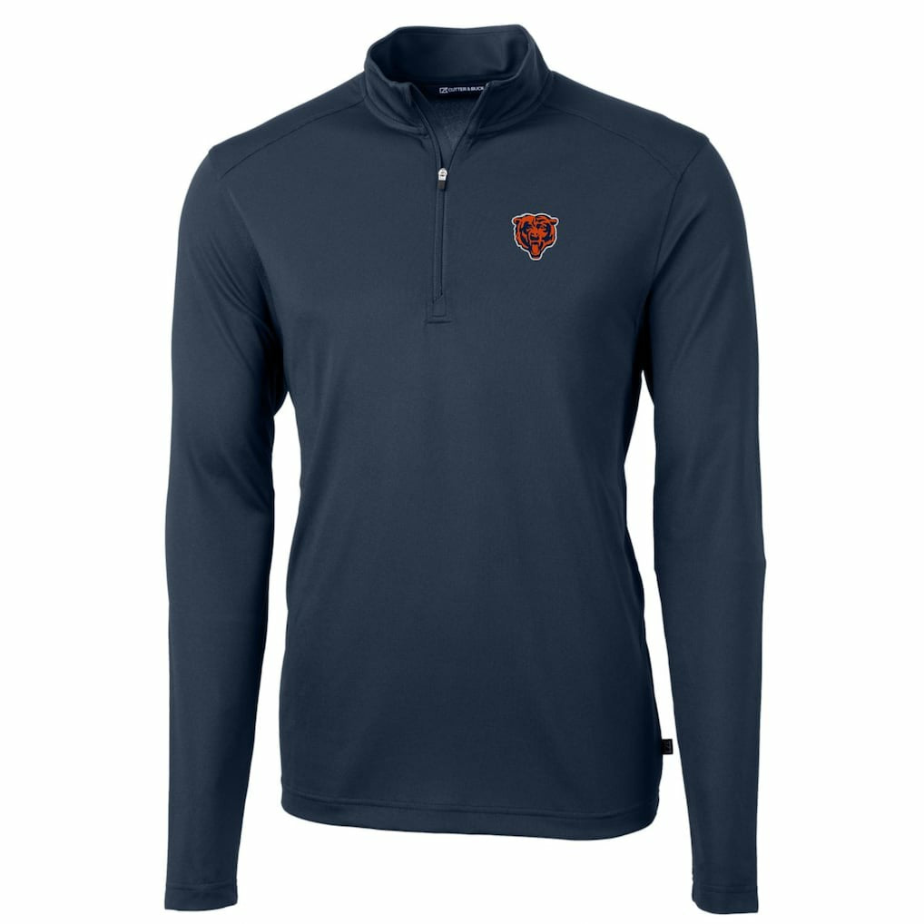 Chicago Bears Cutter & Buck Throwback Logo Virtue Eco Pique Recycled Quarter-Zip Big & Tall Pullover Top - Navy outlet