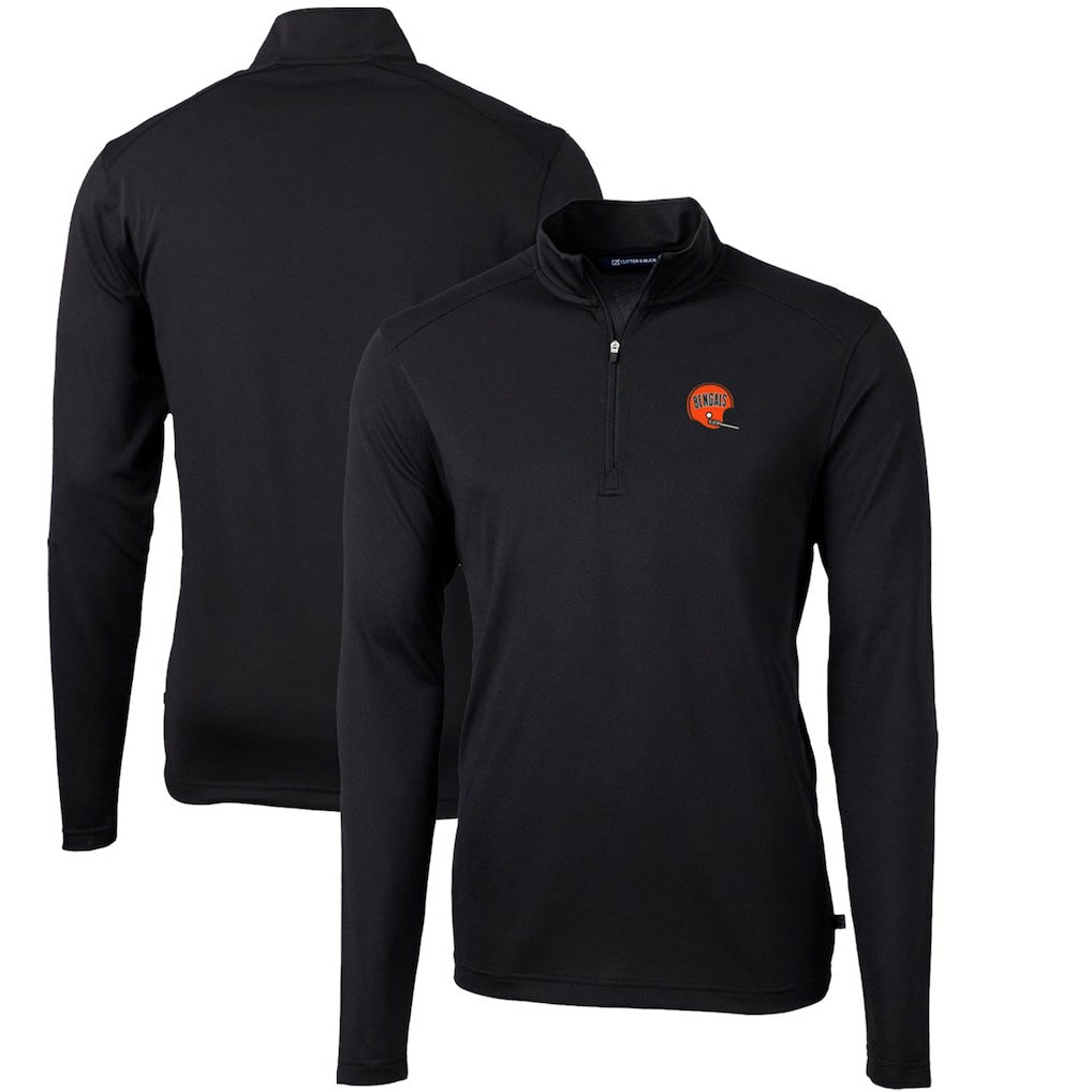 Cincinnati Bengals Cutter & Buck Throwback Logo Virtue Eco Pique Recycled Quarter-Zip Big & Tall Pullover Top - Black discount