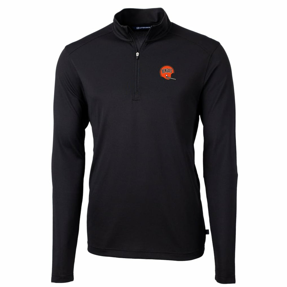 Cincinnati Bengals Cutter & Buck Throwback Logo Virtue Eco Pique Recycled Quarter-Zip Big & Tall Pullover Top - Black discount