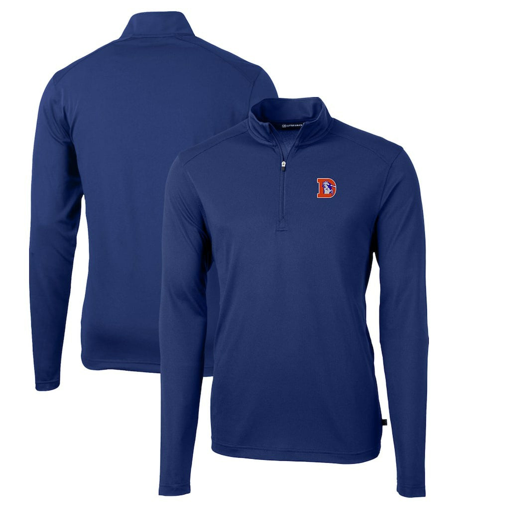 Denver Broncos Cutter & Buck Throwback Logo Virtue Eco Pique Recycled Quarter-Zip Big & Tall Pullover Top - Royal discount