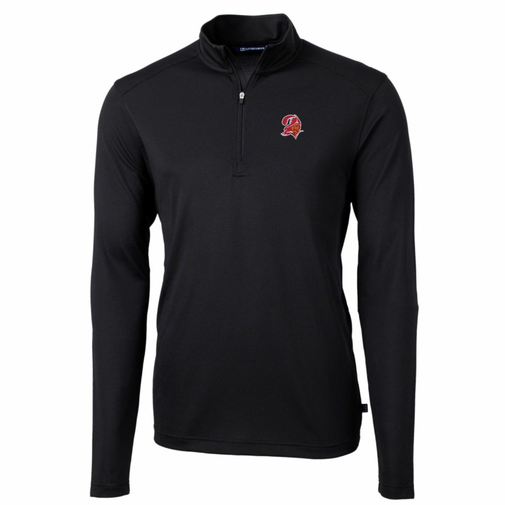 Tampa Bay Buccaneers Cutter & Buck Throwback Logo Virtue Eco Pique Recycled Quarter-Zip Big & Tall Pullover Top - Black cheap
