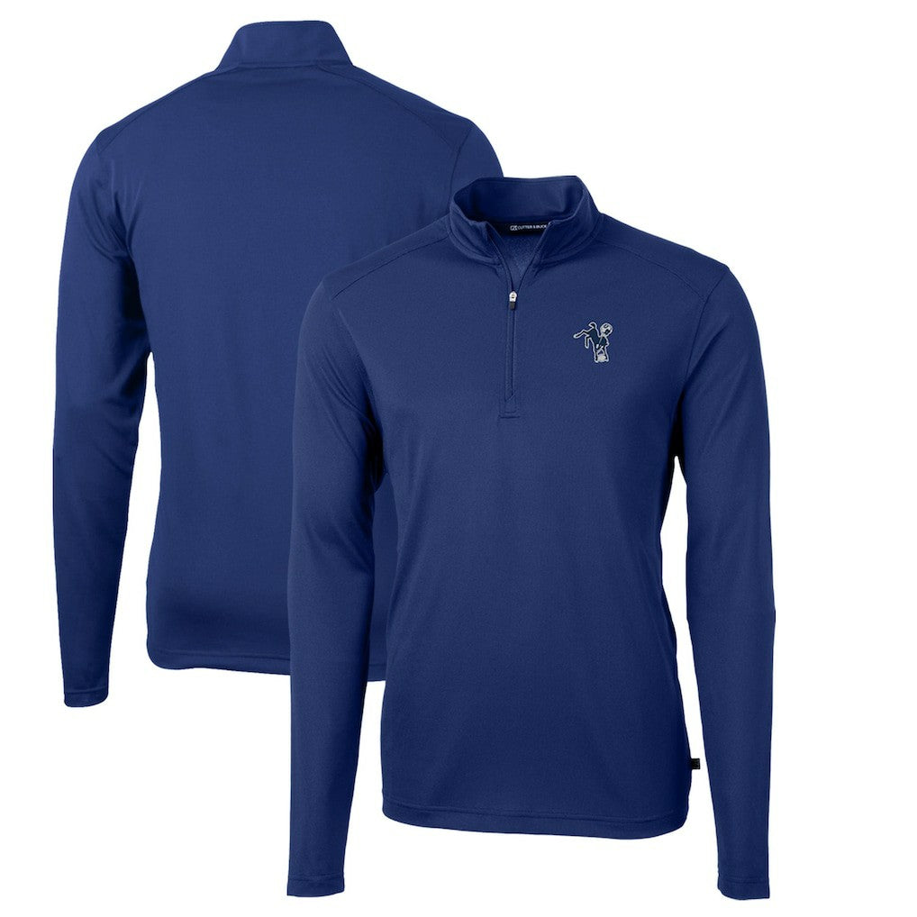Indianapolis Colts Cutter & Buck Throwback Logo Virtue Eco Pique Recycled Quarter-Zip Big & Tall Pullover Top - Royal on sale