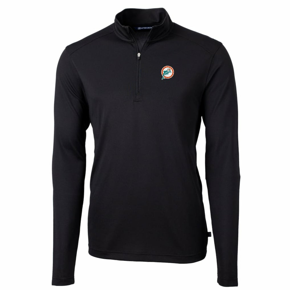 Miami Dolphins Cutter & Buck Throwback Logo Virtue Eco Pique Recycled Quarter-Zip Big & Tall Pullover Top - Black sale