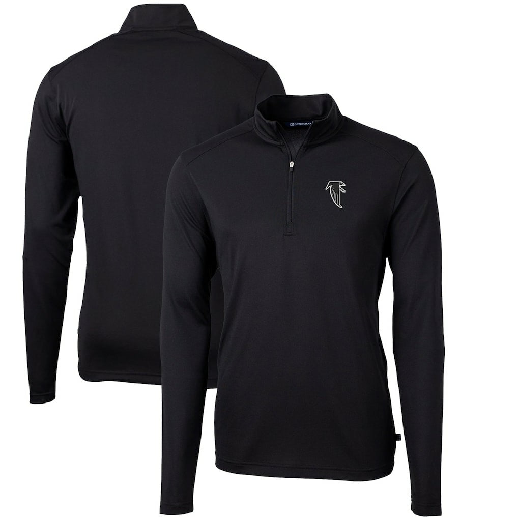 Atlanta Falcons Cutter & Buck Throwback Logo Virtue Eco Pique Recycled Quarter-Zip Big & Tall Pullover Top - Black for sale