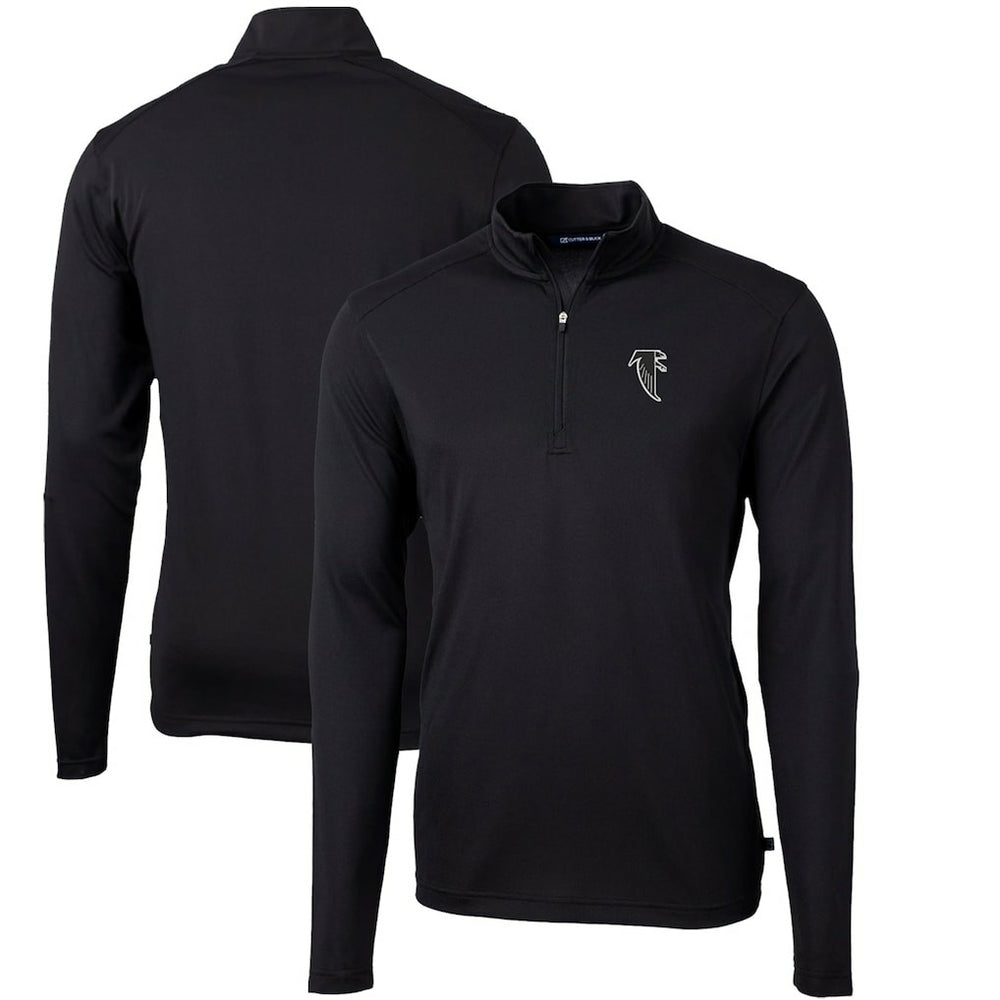 Atlanta Falcons Cutter & Buck Throwback Logo Virtue Eco Pique Recycled Quarter-Zip Big & Tall Pullover Top - Black for sale