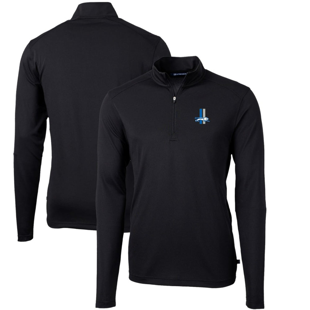 Detroit Lions Cutter & Buck Throwback Logo Virtue Eco Pique Recycled Quarter-Zip Big & Tall Pullover Top - Black for sale