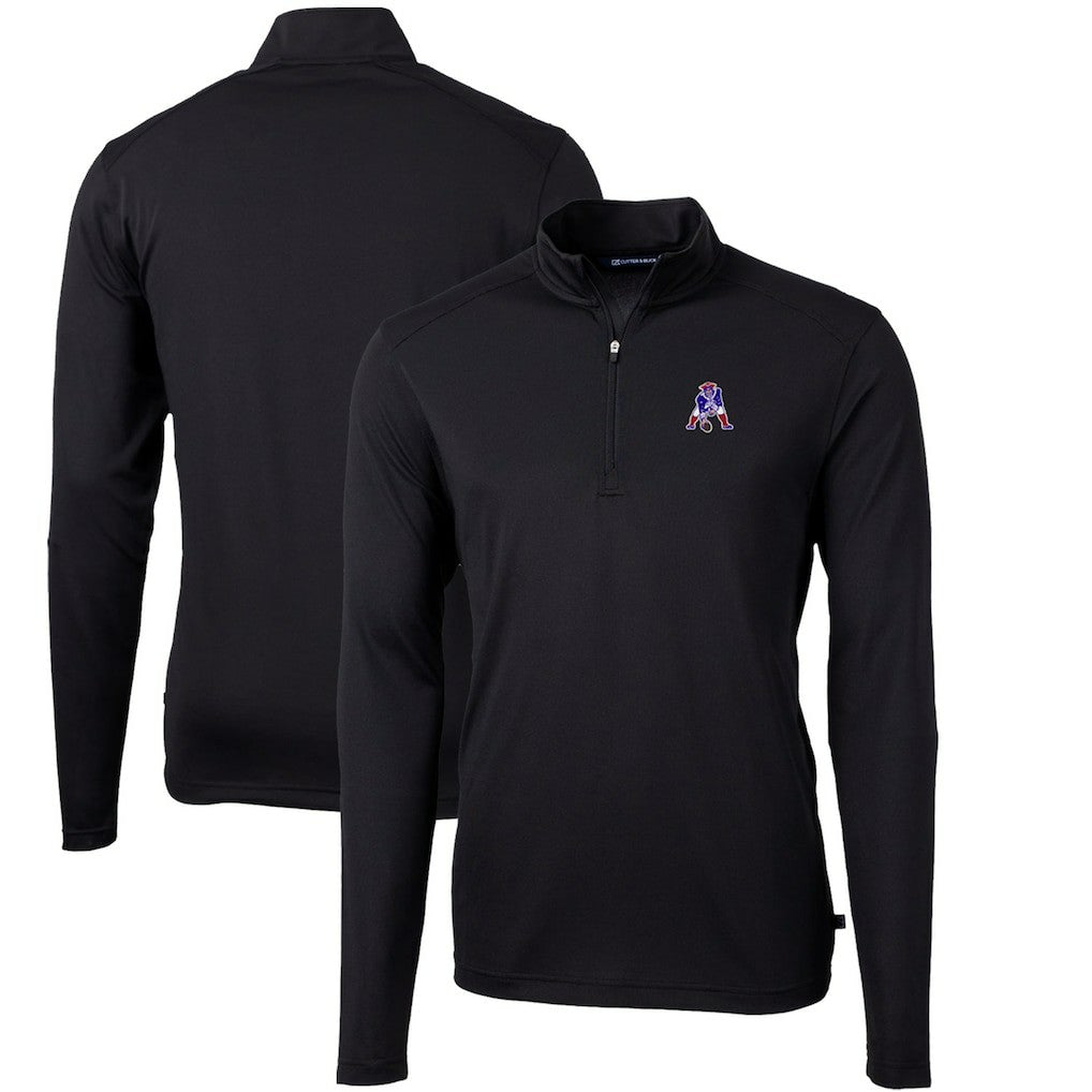 New England Patriots Cutter & Buck Throwback Logo Virtue Eco Pique Recycled Quarter-Zip Big & Tall Pullover Top - Black discount