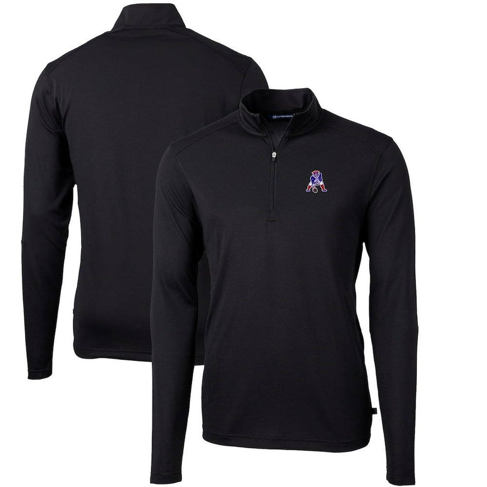 New England Patriots Cutter & Buck Throwback Logo Virtue Eco Pique Recycled Quarter-Zip Big & Tall Pullover Top - Black discount
