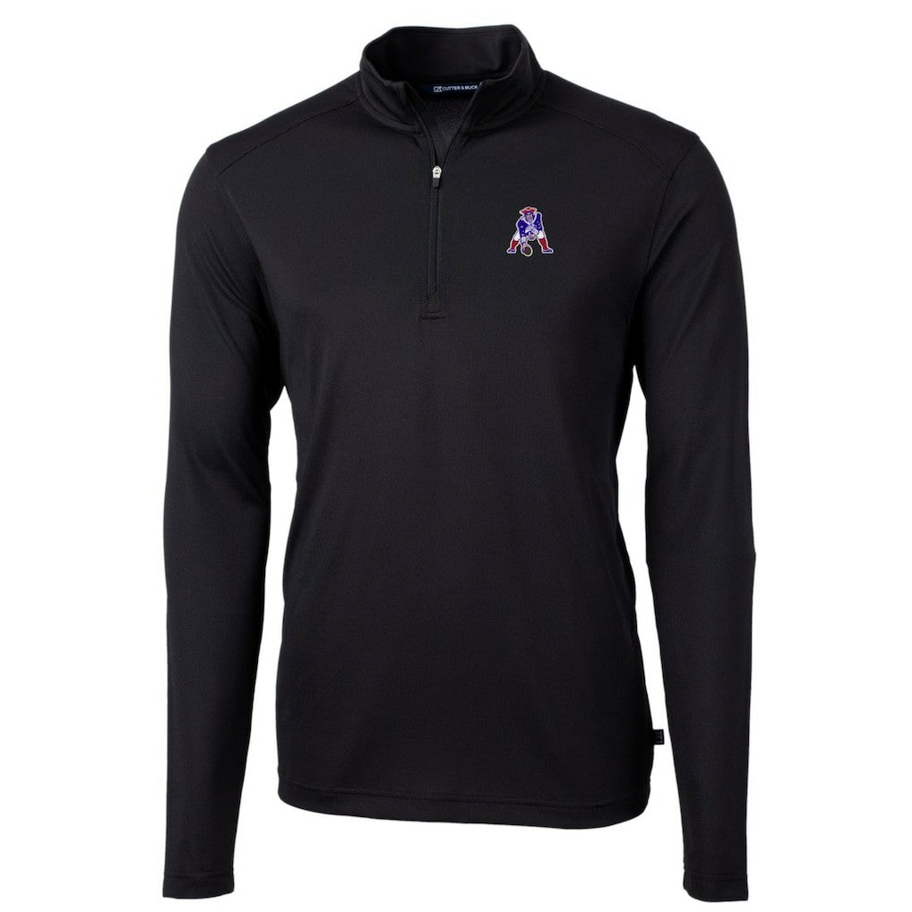 New England Patriots Cutter & Buck Throwback Logo Virtue Eco Pique Recycled Quarter-Zip Big & Tall Pullover Top - Black discount