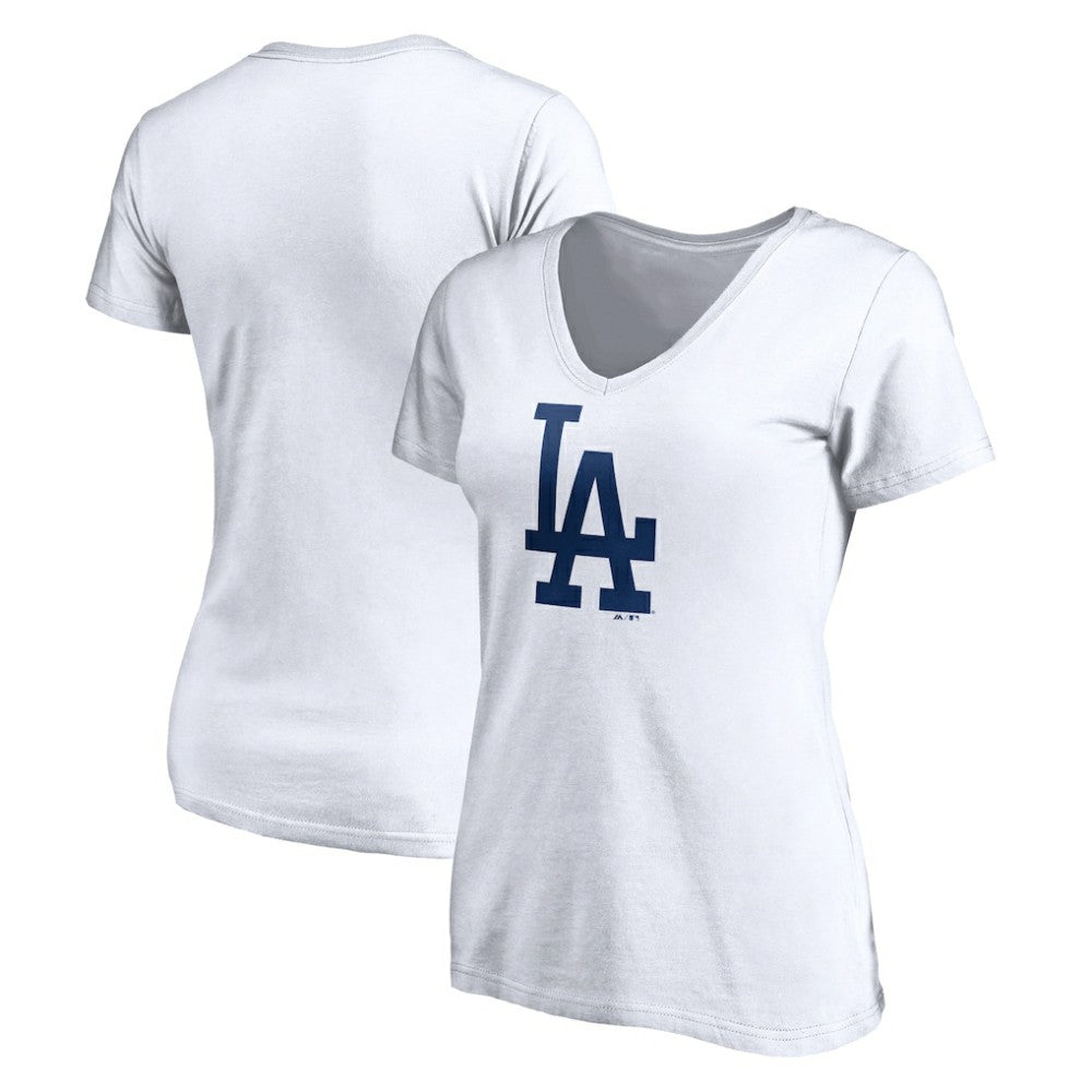 Los Angeles Dodgers Women's Official Logo V-Neck T-Shirt - White