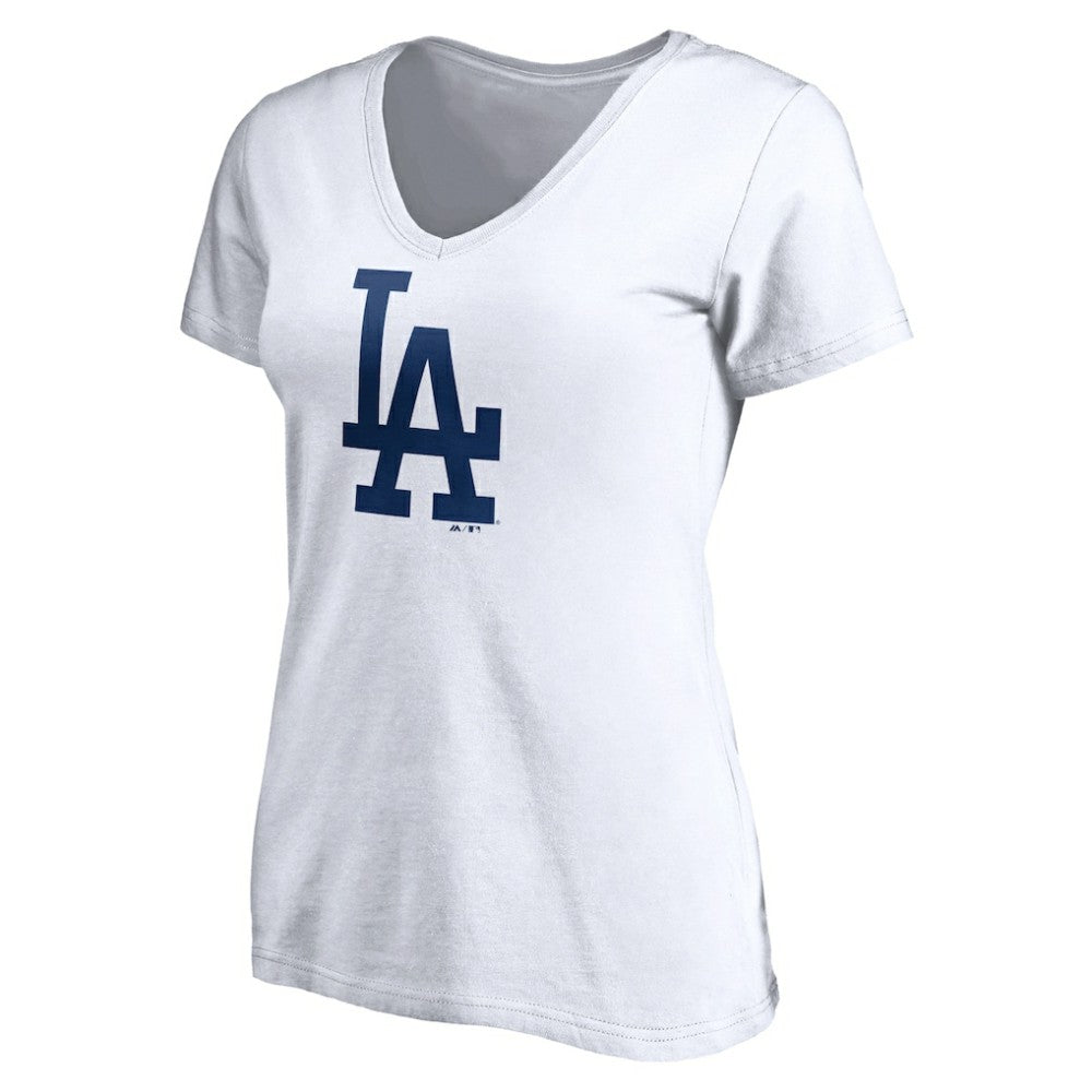Los Angeles Dodgers Women's Official Logo V-Neck T-Shirt - White