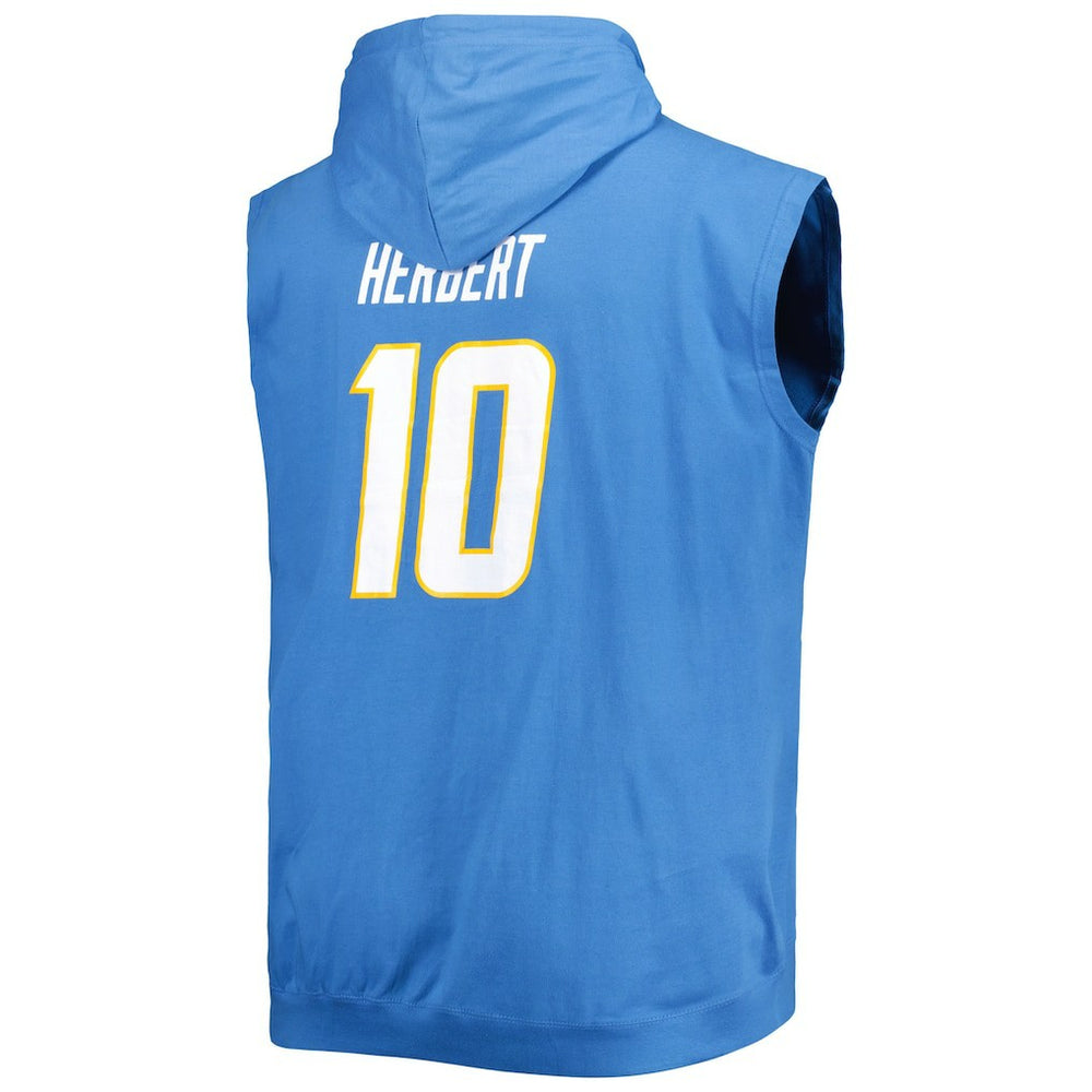 Justin Herbert Los Angeles Chargers Profile Big & Tall Muscle Pullover Hoodie - Powder Blue cheap