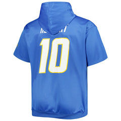 Justin Herbert Los Angeles Chargers Big & Tall Short Sleeve Pullover Hoodie - Powder Blue for sale