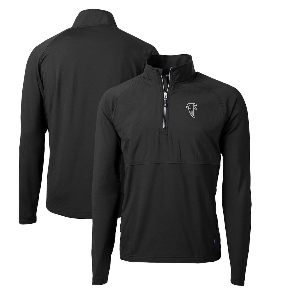 Atlanta Falcons Cutter & Buck Adapt Eco Knit Hybrid Recycled Quarter-Zip Throwback Pullover Top - Black cheap