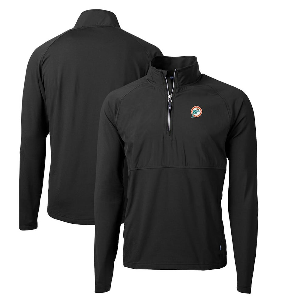 Miami Dolphins Cutter & Buck Adapt Eco Knit Hybrid Recycled Quarter-Zip Throwback Pullover Top - Black discount