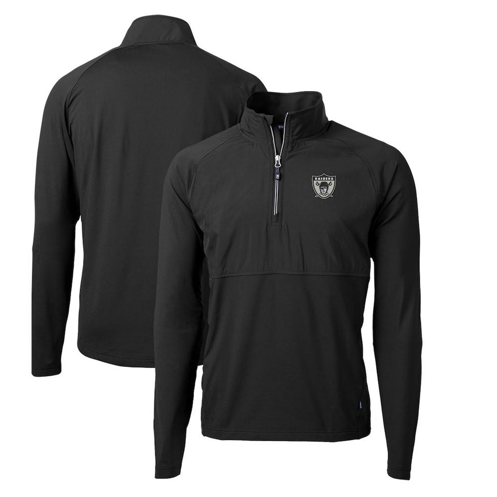 Las Vegas Raiders Cutter & Buck Adapt Eco Knit Hybrid Recycled Quarter-Zip Throwback Pullover Top - Black cheap