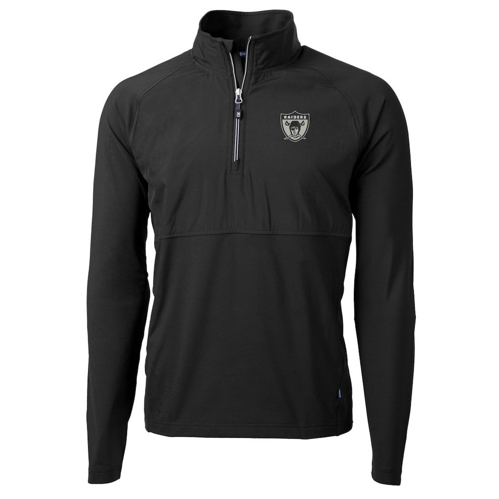 Las Vegas Raiders Cutter & Buck Adapt Eco Knit Hybrid Recycled Quarter-Zip Throwback Pullover Top - Black cheap
