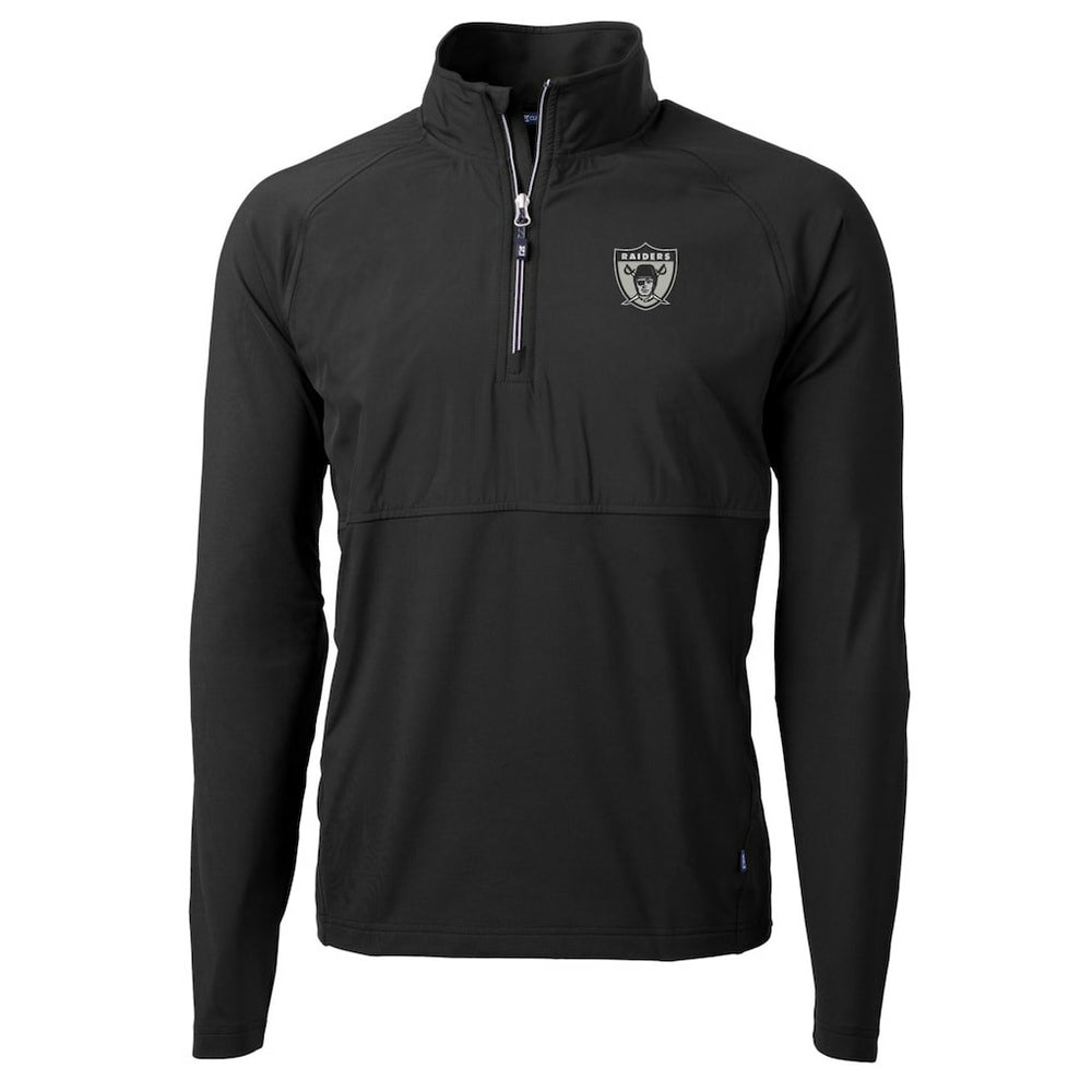 Las Vegas Raiders Cutter & Buck Adapt Eco Knit Hybrid Recycled Quarter-Zip Throwback Pullover Top - Black cheap