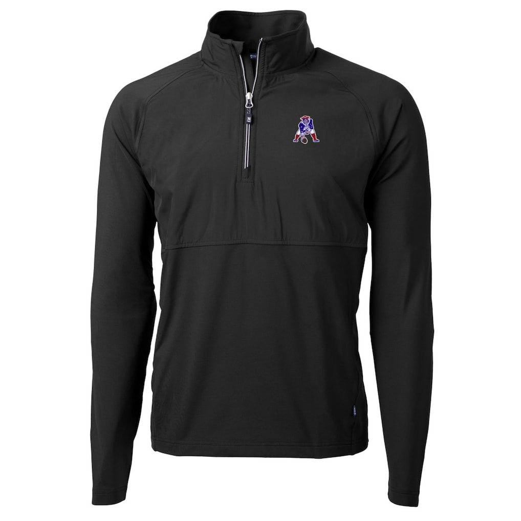 New England Patriots Cutter & Buck Adapt Eco Knit Hybrid Recycled Quarter-Zip Throwback Pullover Top - Black outlet
