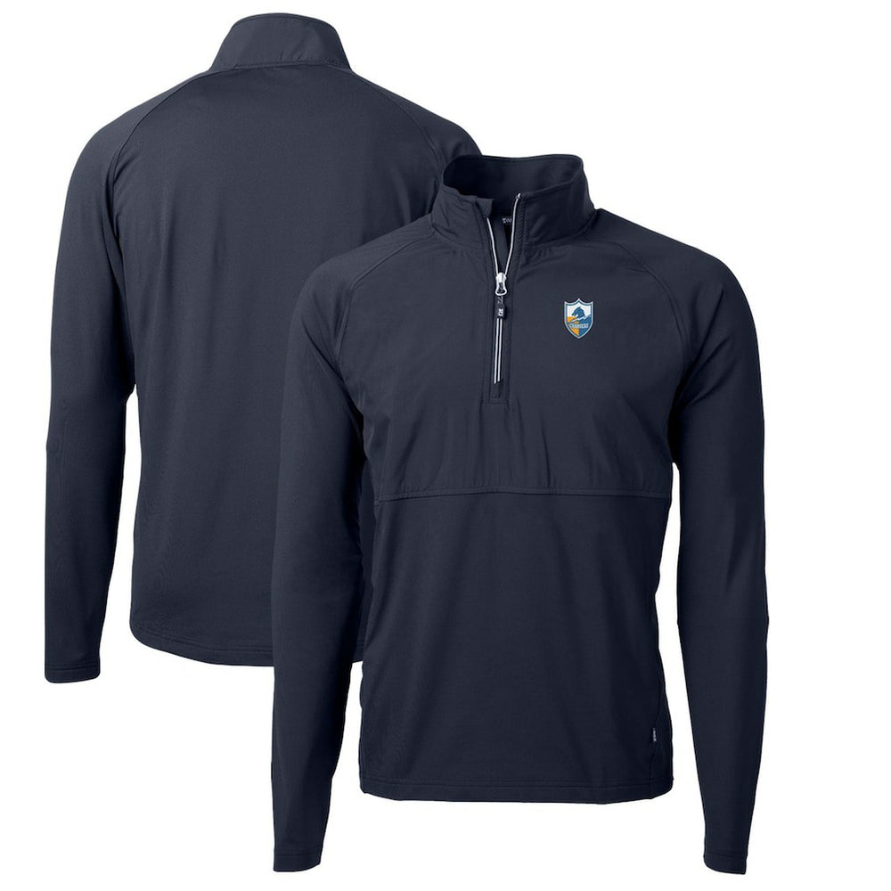 Los Angeles Chargers Cutter & Buck Adapt Eco Knit Hybrid Recycled Quarter-Zip Throwback Pullover Top - Navy discount
