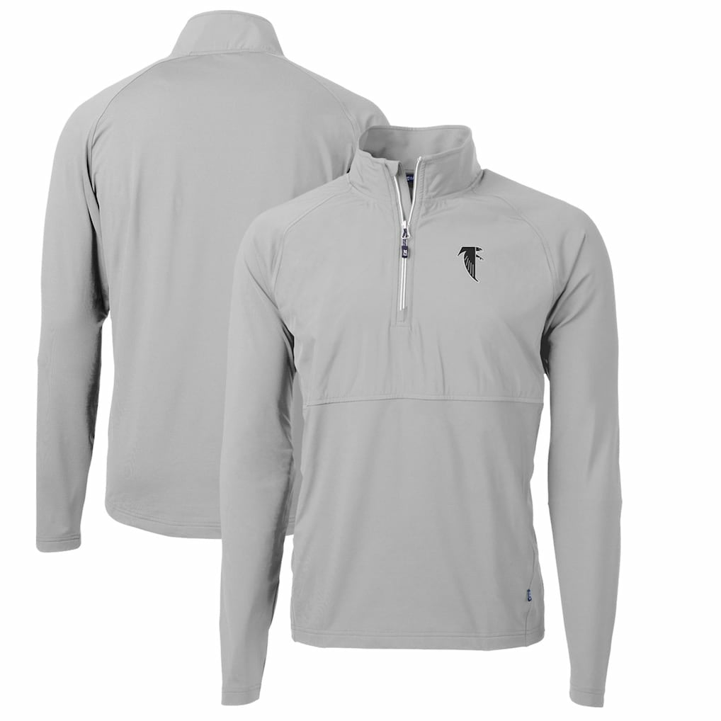 Atlanta Falcons Cutter & Buck Adapt Eco Knit Hybrid Recycled Quarter-Zip Throwback Pullover Top - Gray cheap